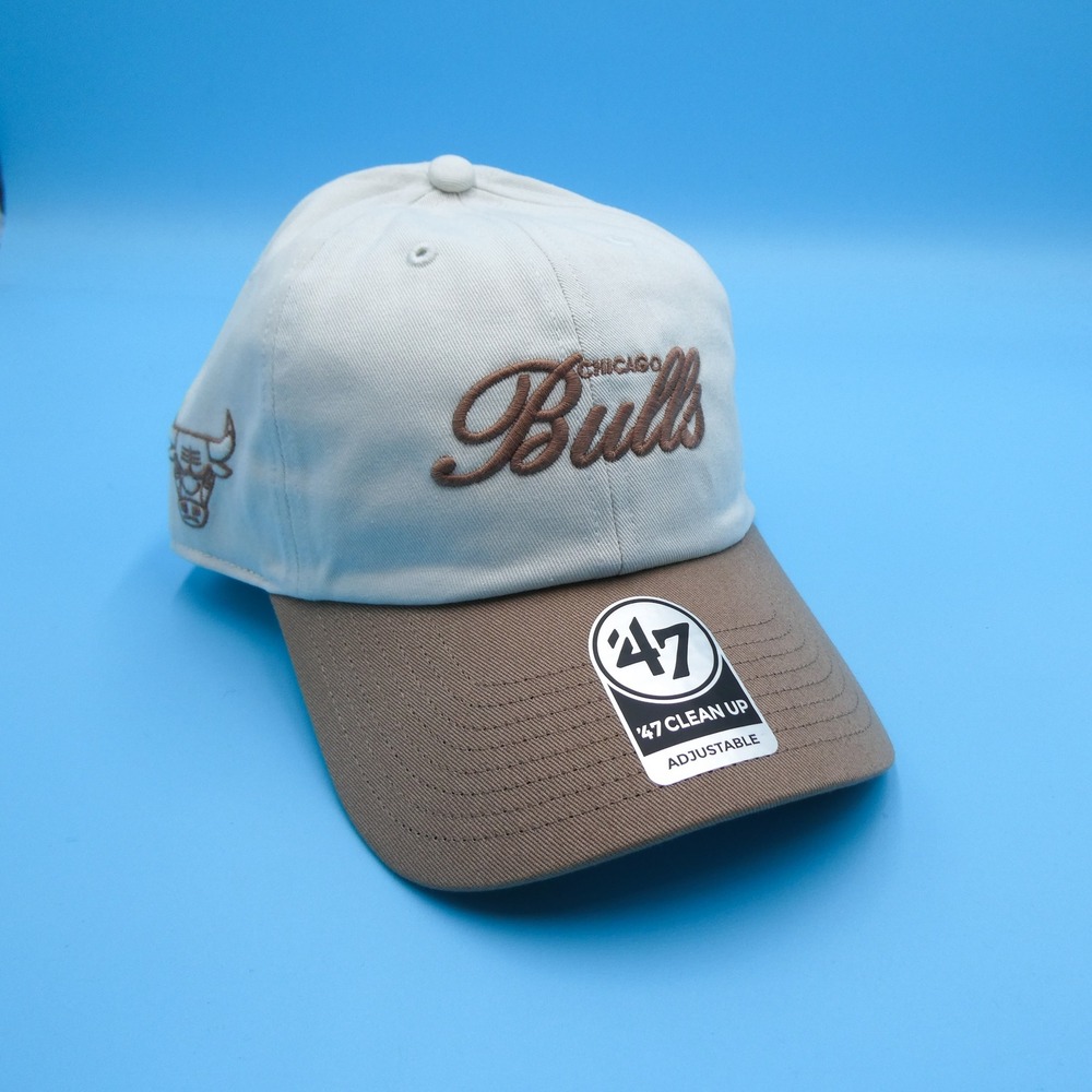 '47 Brand Hat Mens One Size Clean Up Chicago Bulls Cream Brown Cotton Cap NBA